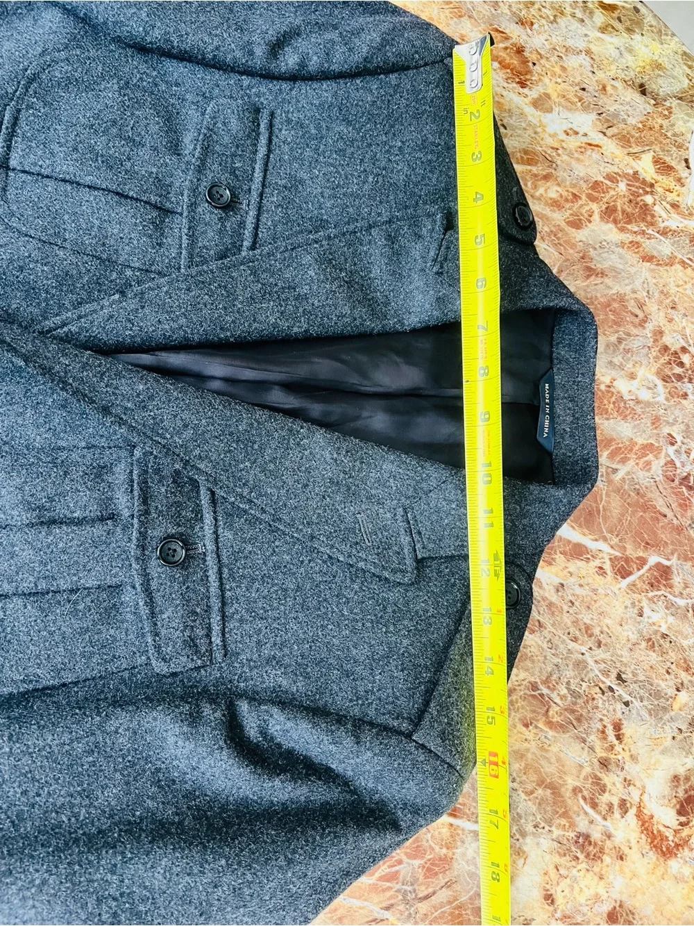 Banana Republic Wool blend Men's Gray Wool Military-Style Blazer